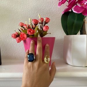 Set of Single stone Statement Ring